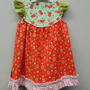 Matilda Jane Platinum Christmas Flutter Dress Wreaths Poinsettias size 4